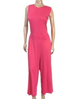 New York  Company Sleeveless Coral Jumpsuit Womens Size Large Open Tie Back
